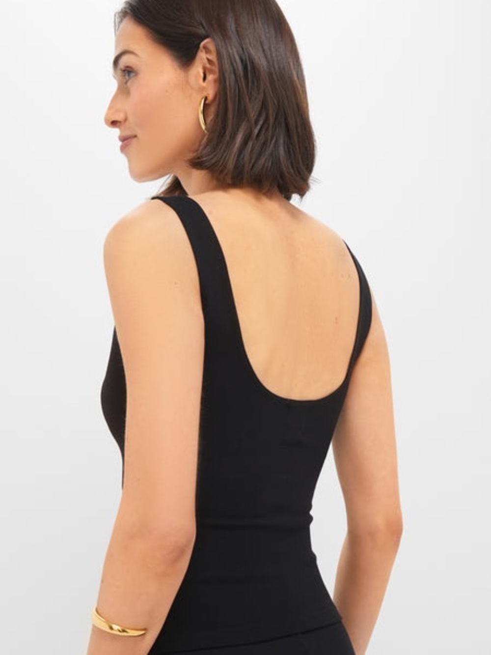 Leset Black Rio Scoop Neck Ribbed Tank Top - - Picture 3 of 8